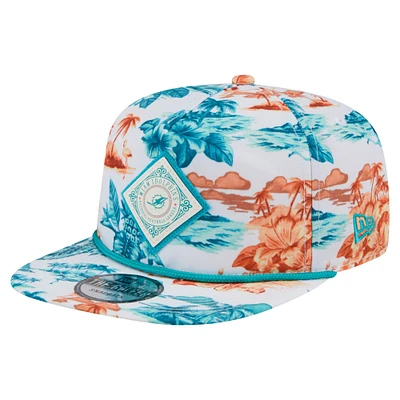 Casquette de golf à visière snapback blanche New Era Miami Dolphins Adventure pour homme