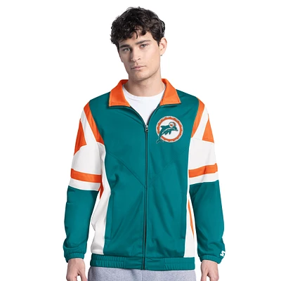 Men's Starter  Aqua Miami Dolphins Contender Vintage Logo Full-Zip Track Jacket