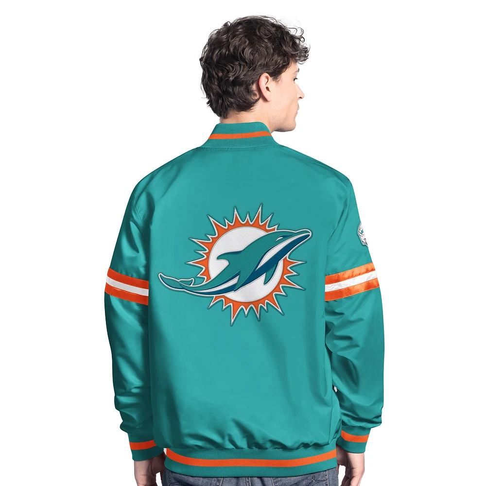 Men's Starter  Aqua Miami Dolphins Scout Full-Snap Varsity Jacket