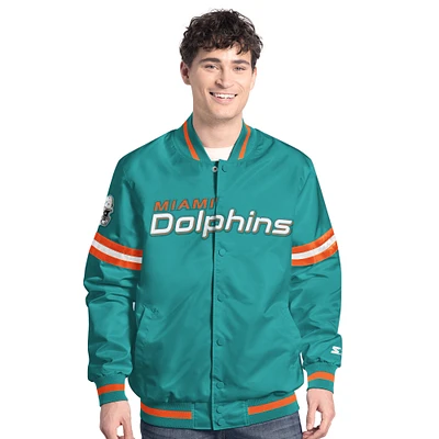 Men's Starter  Aqua Miami Dolphins Scout Full-Snap Varsity Jacket