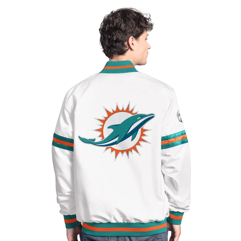 Men's Starter  White Miami Dolphins Scout Full-Snap Varsity Jacket
