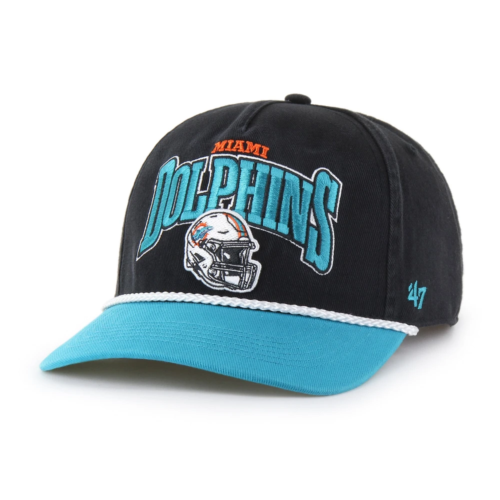 Casquette ajustable Palermo Hitch noire/aqua pour homme des Miami Dolphins '47