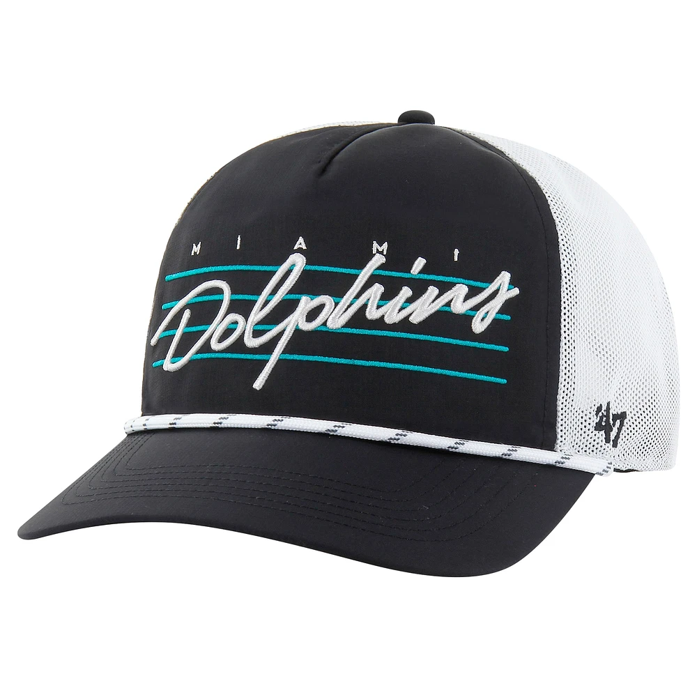 Casquette ajustable pour homme Miami Dolphins Downburst Relaxed Hitch Trucker noire/blanche '47