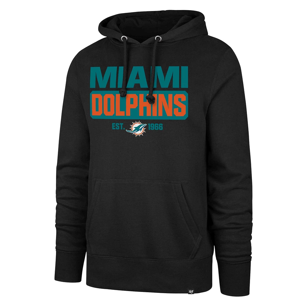 Sweat à capuche noir '47 pour hommes des Dolphins de Miami Box Out Headline