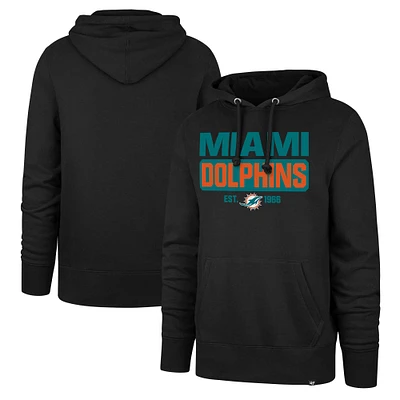 Men's '47 Black Miami Dolphins Box Out Headline Pullover Hoodie