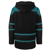 Men's '47 Black Miami Dolphins Dark Pop Lace-Up Pullover Hoodie