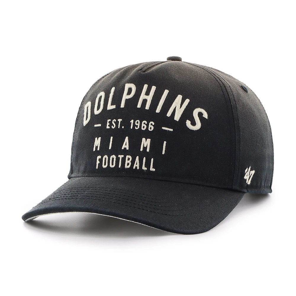 Men's '47 Black Miami Dolphins Dusted Laramie Unstructured Hitch Adjustable Hat