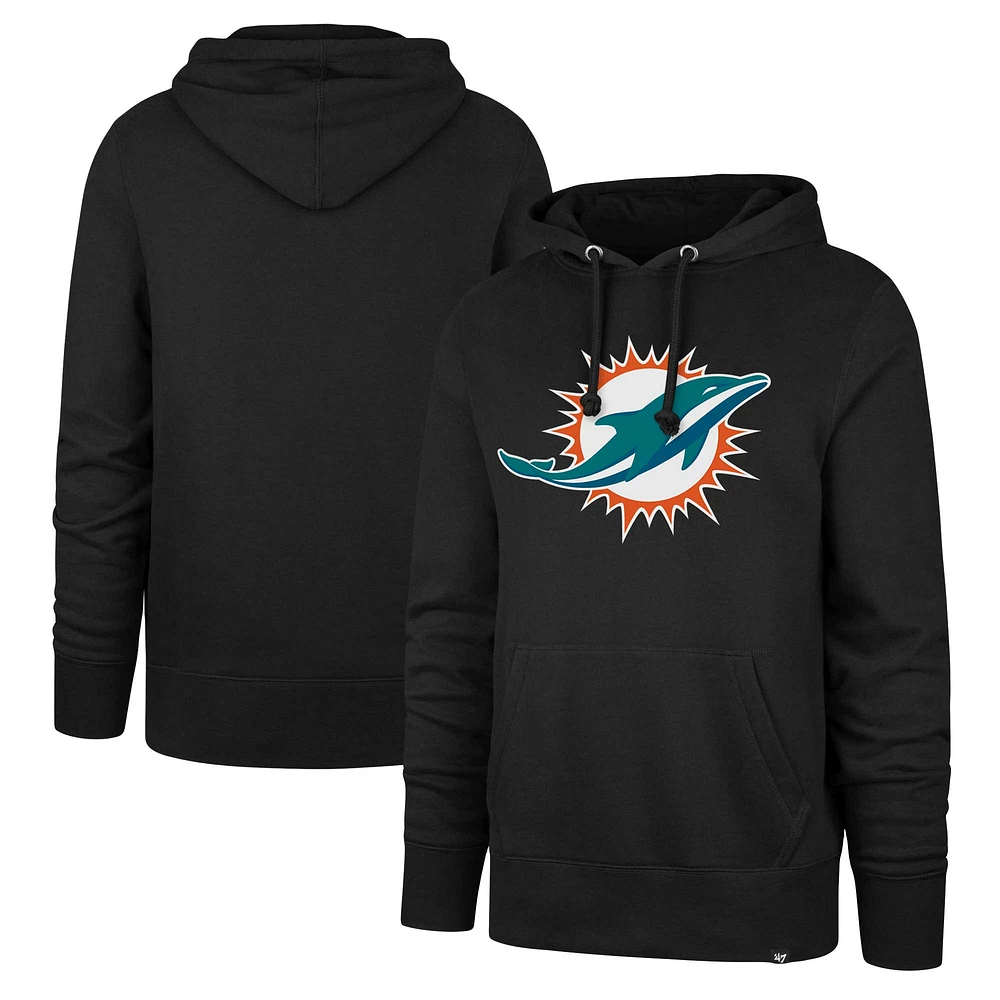 Men's '47 Black Miami Dolphins Imprint Headline Pullover Hoodie