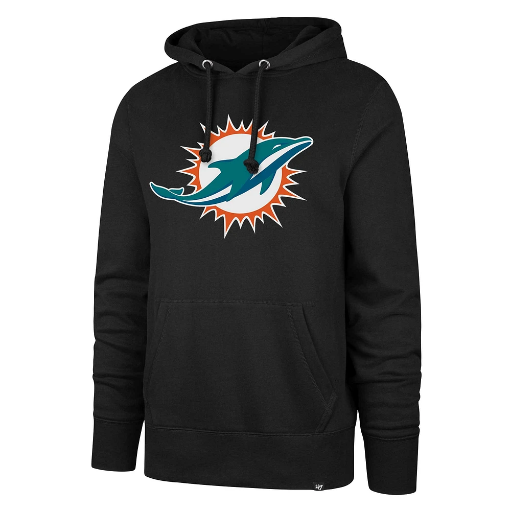 Men's '47 Black Miami Dolphins Imprint Headline Pullover Hoodie