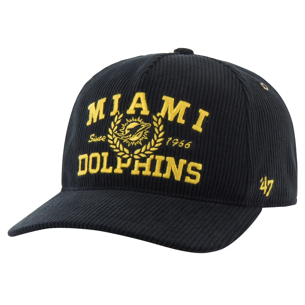 Men's '47 Black Miami Dolphins Letterman Hitch Adjustable Hat