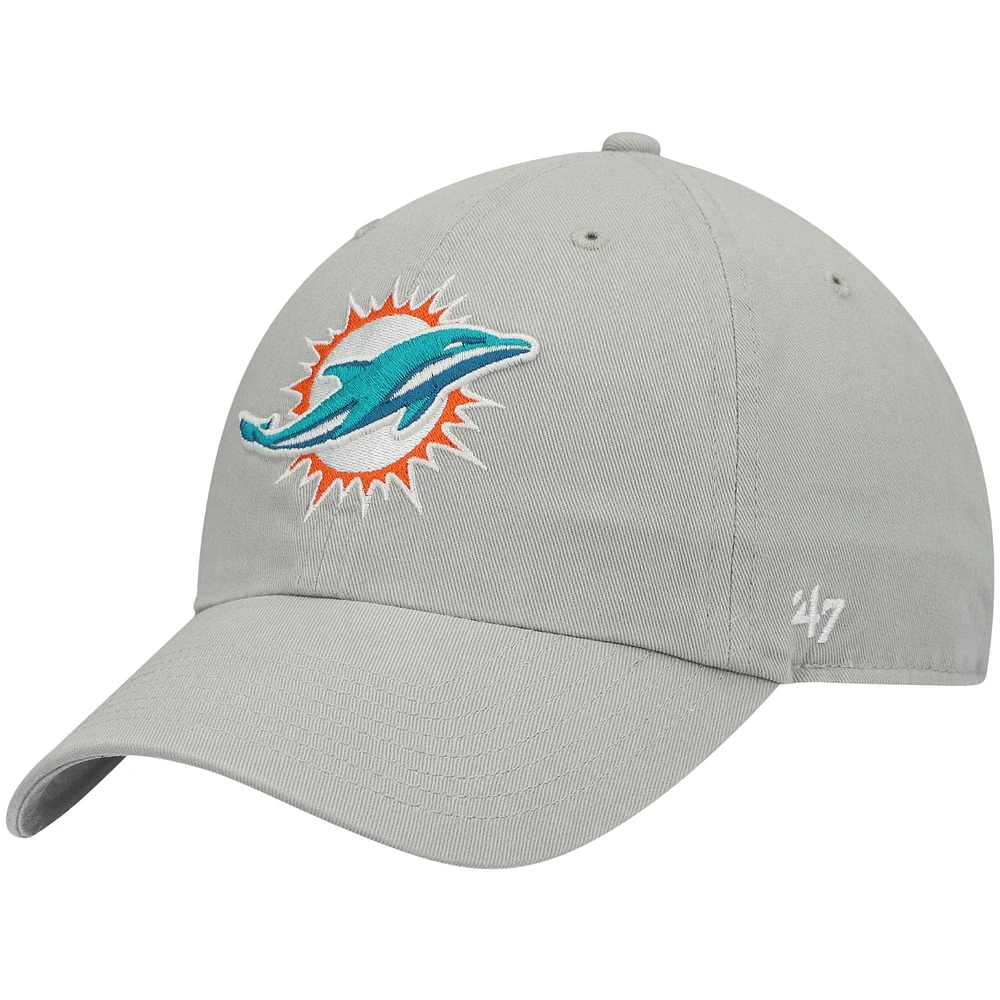 Men's '47 Gray Miami Dolphins Clean Up Adjustable Hat