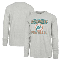 T-shirt à manches longues pour hommes '47 gris Miami Dolphins Dozer Franklin Throwback