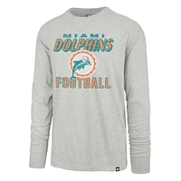 T-shirt à manches longues pour hommes '47 gris Miami Dolphins Dozer Franklin Throwback