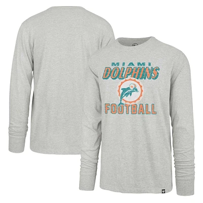 T-shirt à manches longues pour hommes '47 gris Miami Dolphins Dozer Franklin Throwback