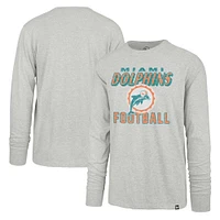 T-shirt à manches longues pour hommes '47 gris Miami Dolphins Dozer Franklin Throwback