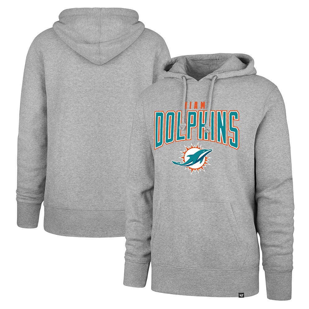 Men's '47 Gray Miami Dolphins Headline Pullover Hoodie