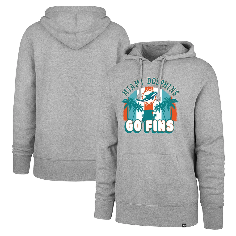 Men's '47 Gray Miami Dolphins Regional Headline Pullover Hoodie