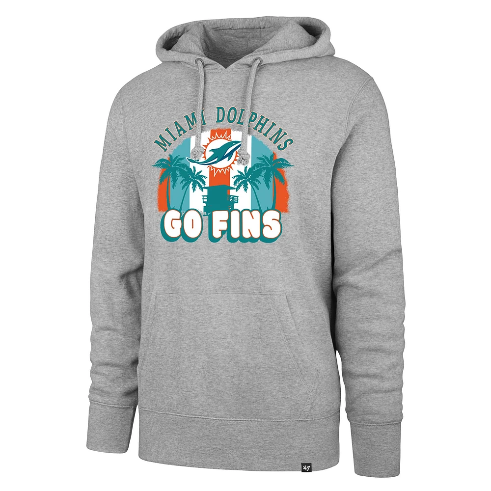 Men's '47 Gray Miami Dolphins Regional Headline Pullover Hoodie