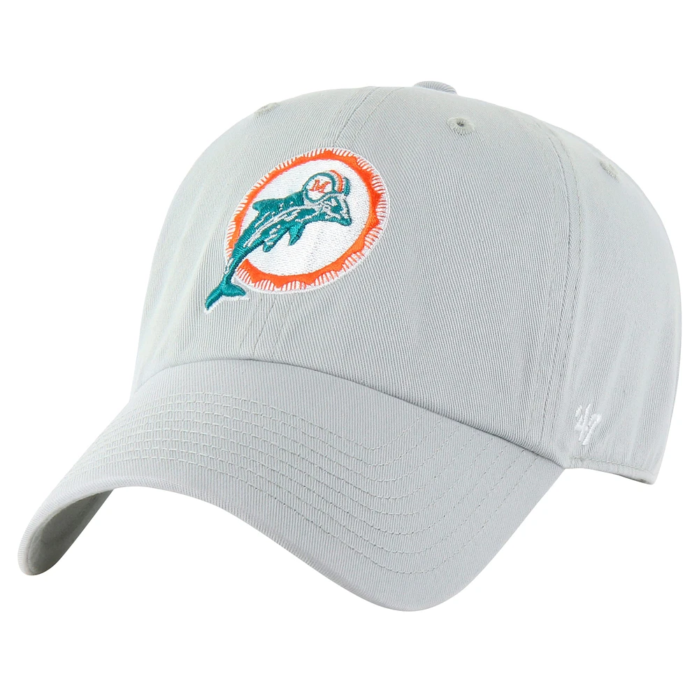 Men's '47 Gray Miami Dolphins Team Clean Up Adjustable Hat