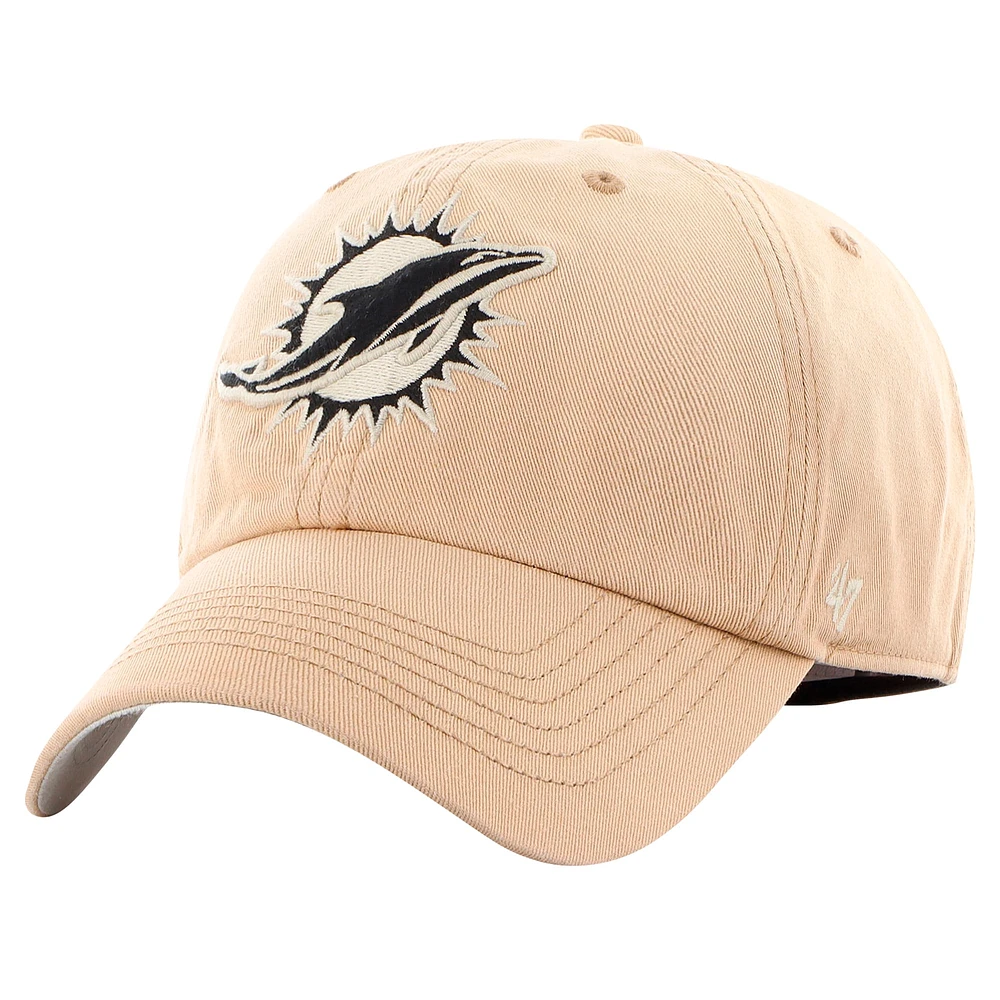 Men's '47 Khaki Miami Dolphins Dusted Relaxed Franchise Fitted Hat