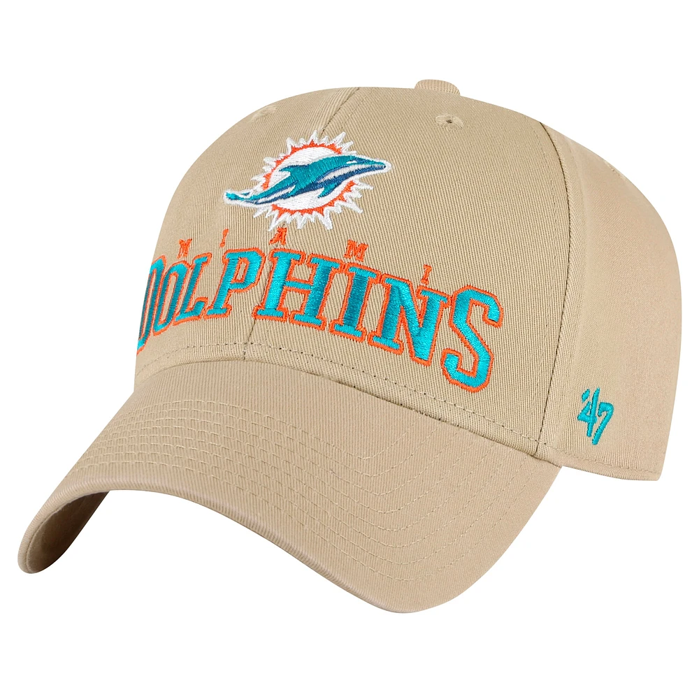 Men's '47 Khaki Miami Dolphins Powell MVP Adjustable Hat