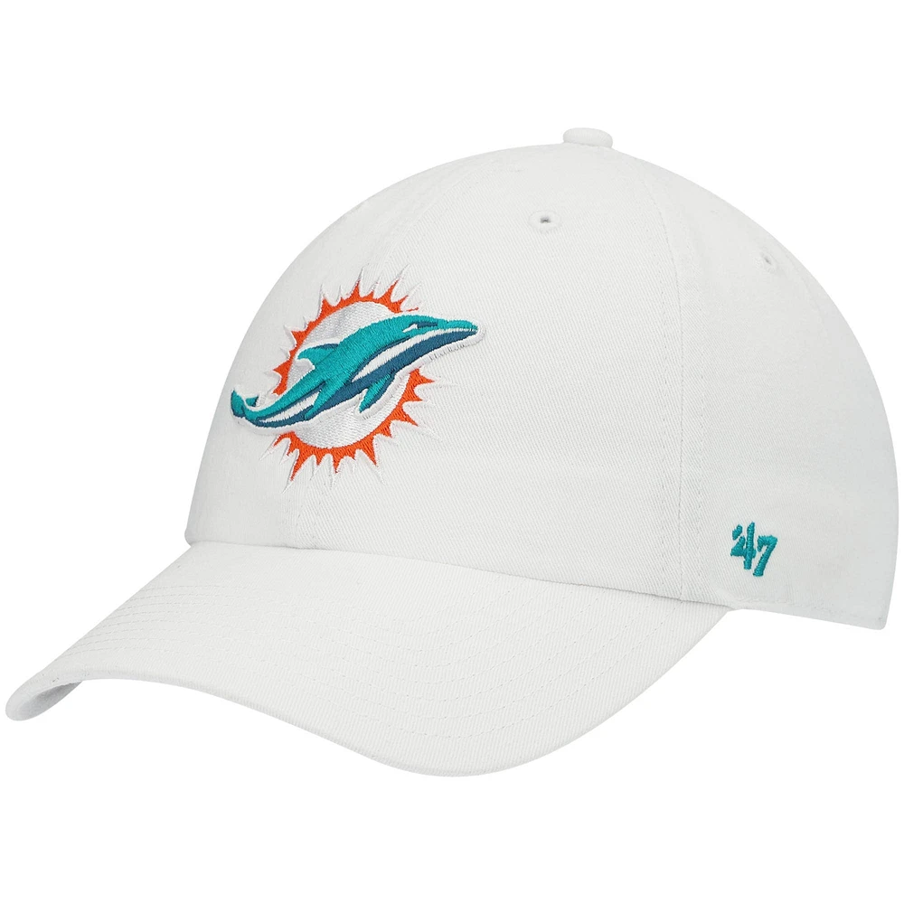 Men's '47 White Miami Dolphins Clean Up Adjustable Hat