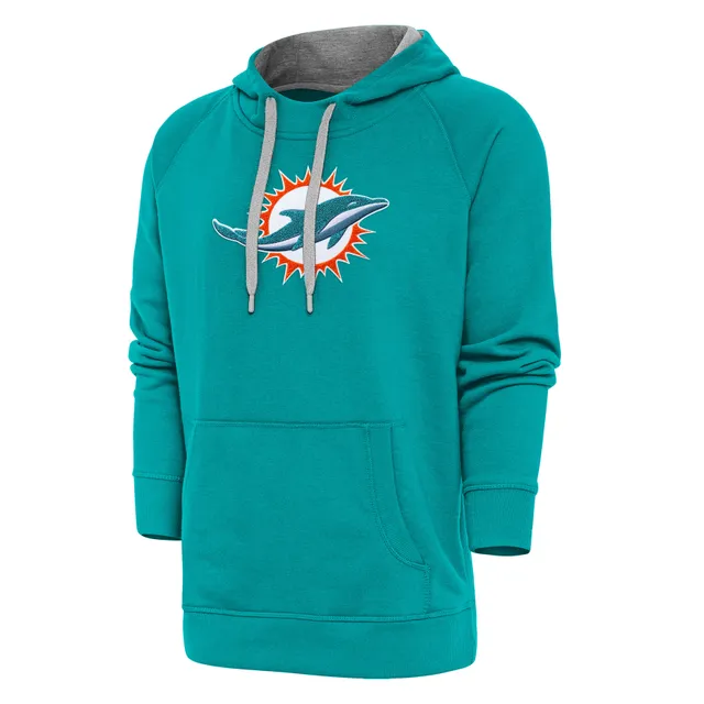 Women's Antigua Black Miami Dolphins Victory Chenille Pullover Sweatshirt Size: Medium