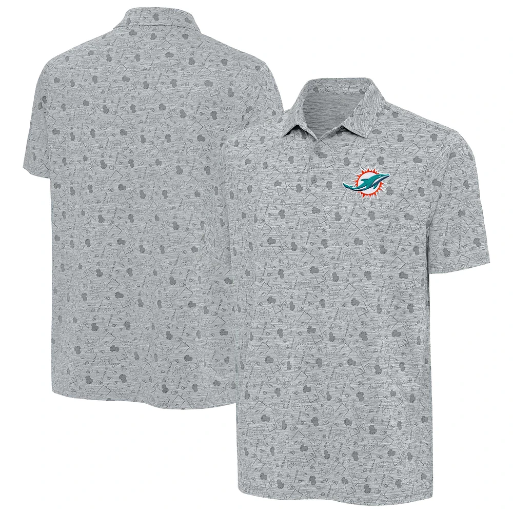 Polo Relentless Antigua gris chiné pour homme des Miami Dolphins