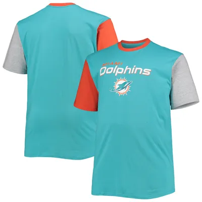 Men's Fanatics Branded Aqua/White Miami Dolphins Long and Short Sleeve  Two-Pack T-Shirt