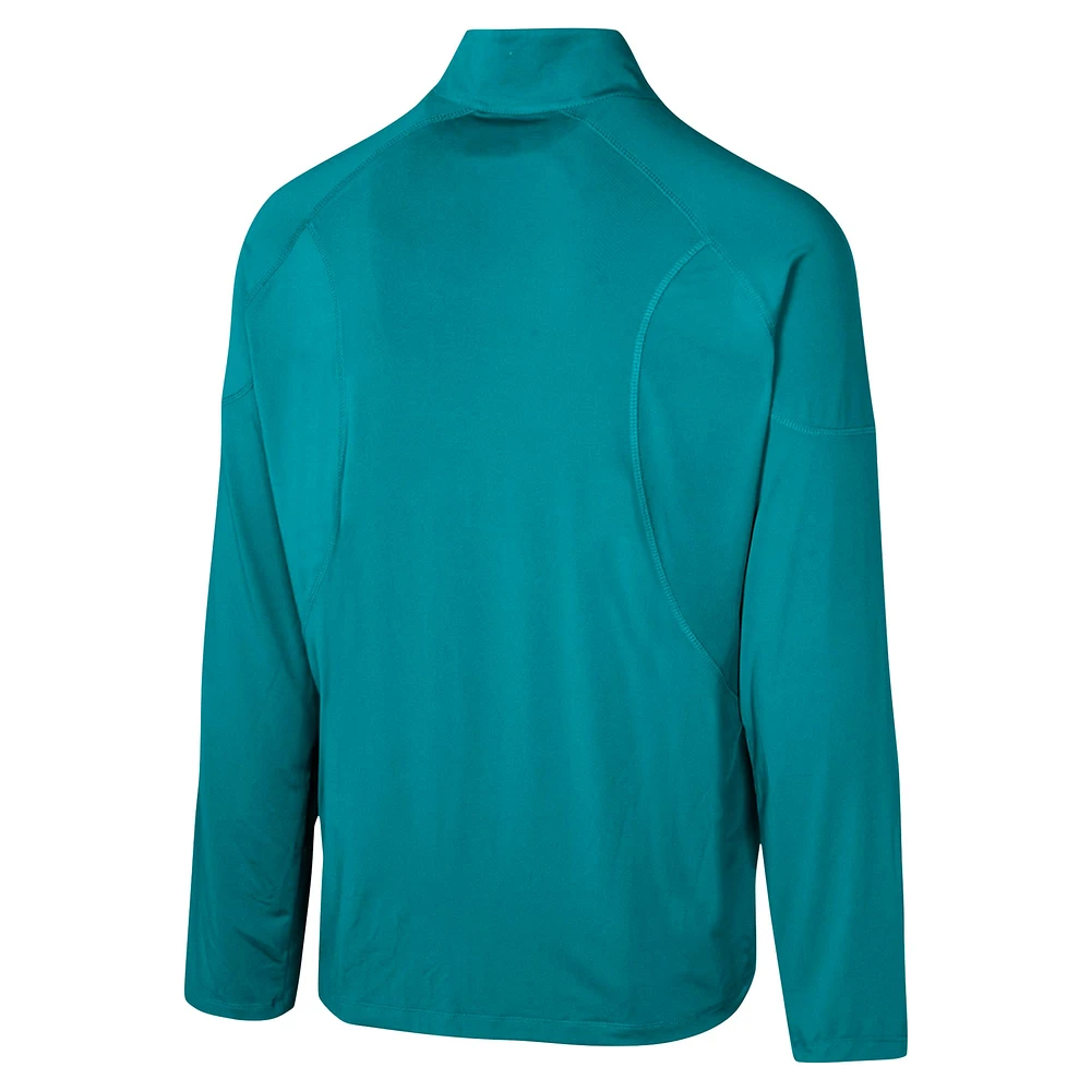 Men's Aqua Miami Dolphins Grind Iron Quarter-Zip Top