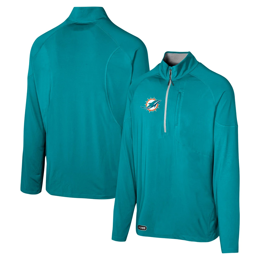 Haut à quart de zip Aqua Miami Dolphins Grind Iron pour hommes