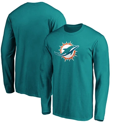 T-shirt à manches longues pour homme avec logo principal des Dolphins de Miami Aqua