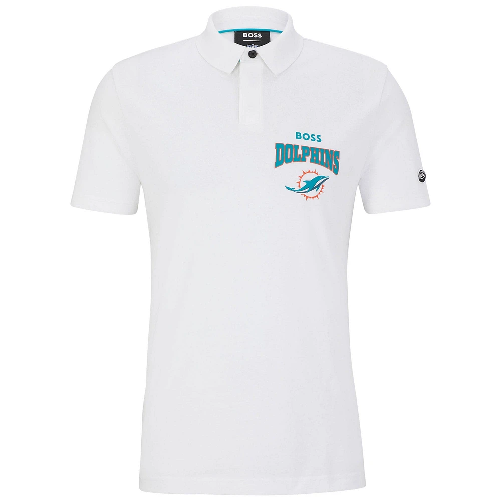 Polo BOSS X NFL pour hommes, blanc/aqua, Miami Dolphins Punter