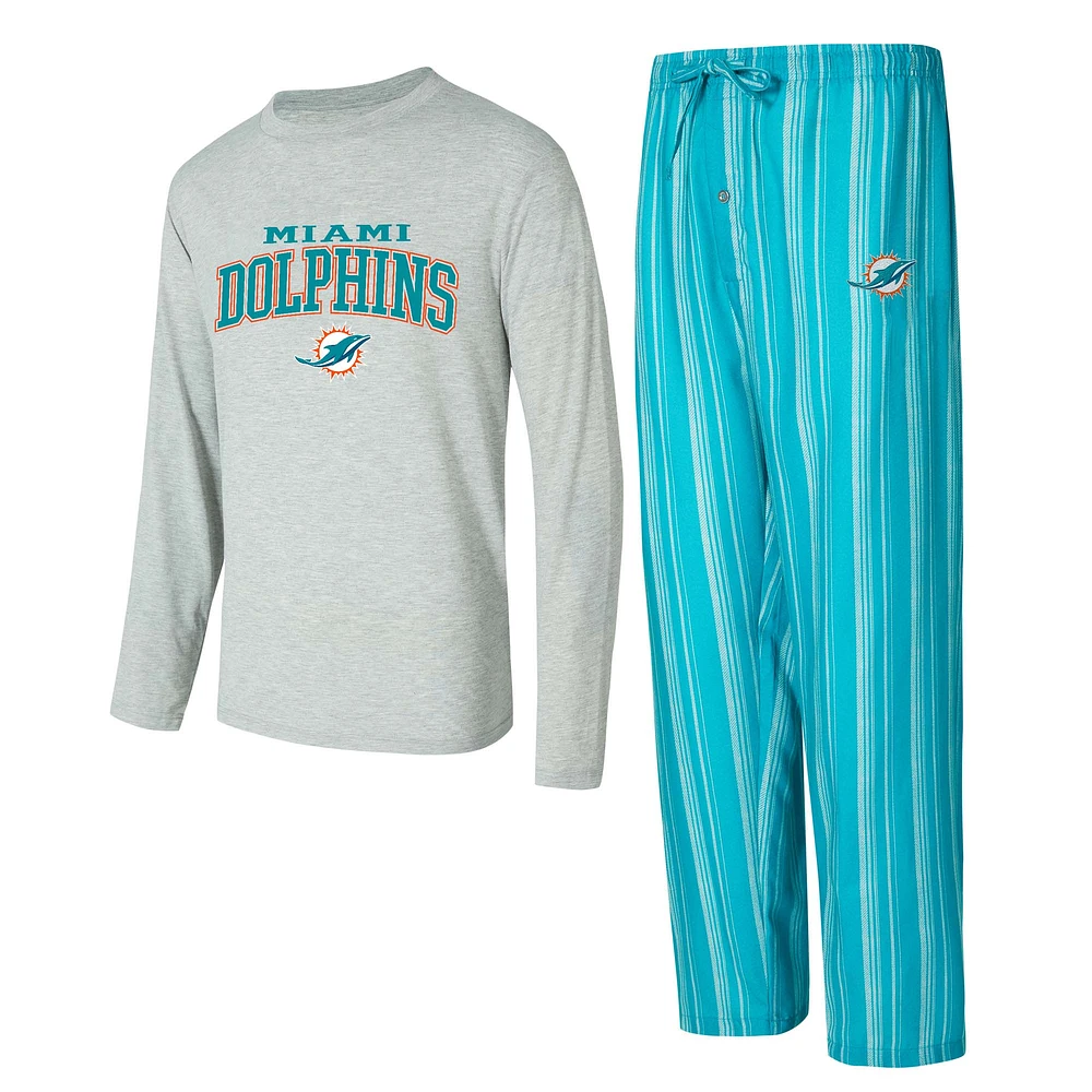 Ensemble de nuit pour homme Concepts Sport Miami Dolphins Petition avec t-shirt à manches longues et pantalon