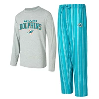 Ensemble de nuit pour homme Concepts Sport Miami Dolphins Petition avec t-shirt à manches longues et pantalon