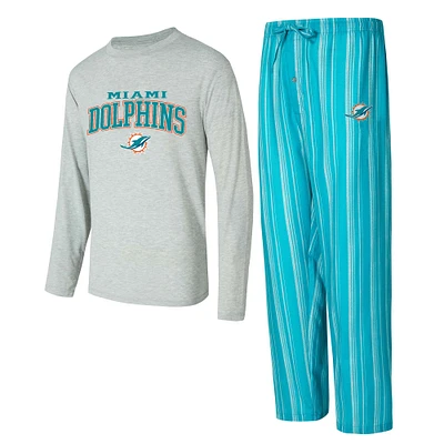 Ensemble de nuit pour homme Concepts Sport Miami Dolphins Petition avec t-shirt à manches longues et pantalon