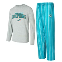 Ensemble de nuit pour homme Concepts Sport Miami Dolphins Petition avec t-shirt à manches longues et pantalon
