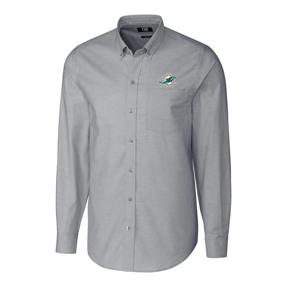 Men's Columbia Gray Miami Dolphins Tamiami Omni-Shade Button-Down Shirt Size: Medium
