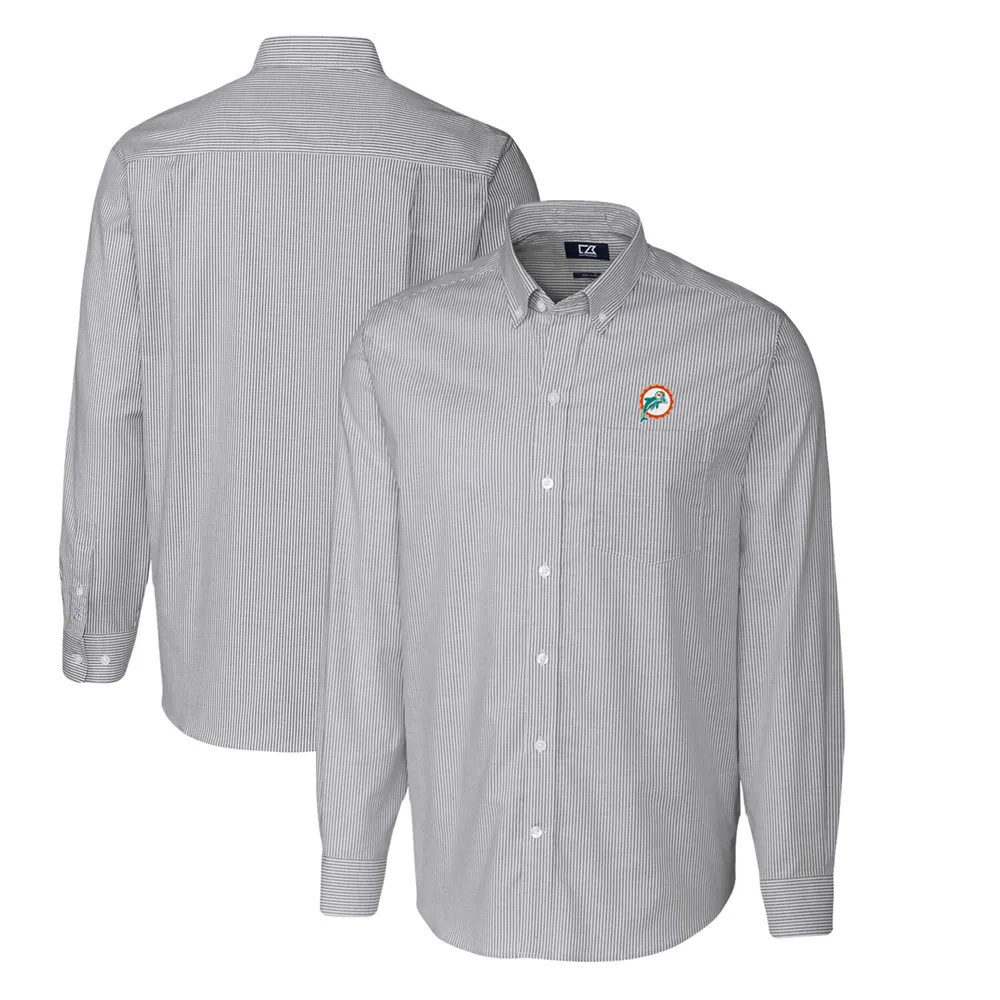 Lids Miami Dolphins Cutter & Buck Throwback Logo Big Tall Stretch Oxford  Stripe Long Sleeve Button Down Shirt - Charcoal