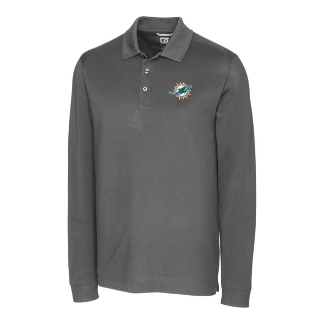 Men's Tommy Hilfiger Black/White Miami Dolphins Varsity Stripe Rugby Long Sleeve Polo Size: Medium