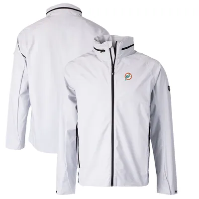 Women's Cutter & Buck White/Navy Miami Dolphins Cascade Eco Sherpa Fleece Full-Zip Jacket