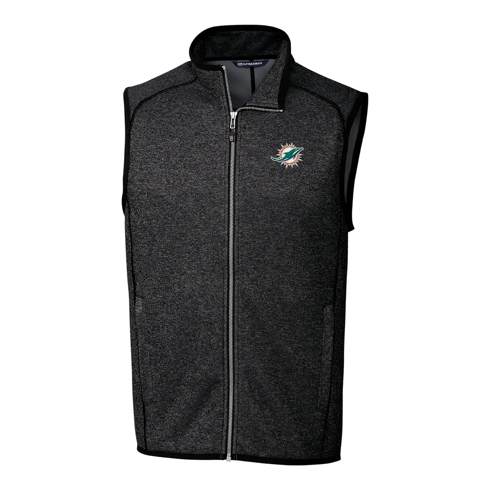 Lids Miami Dolphins Cutter & Buck Mainsail Sweater Knit Fleece Full-Zip Vest  - Heather Charcoal