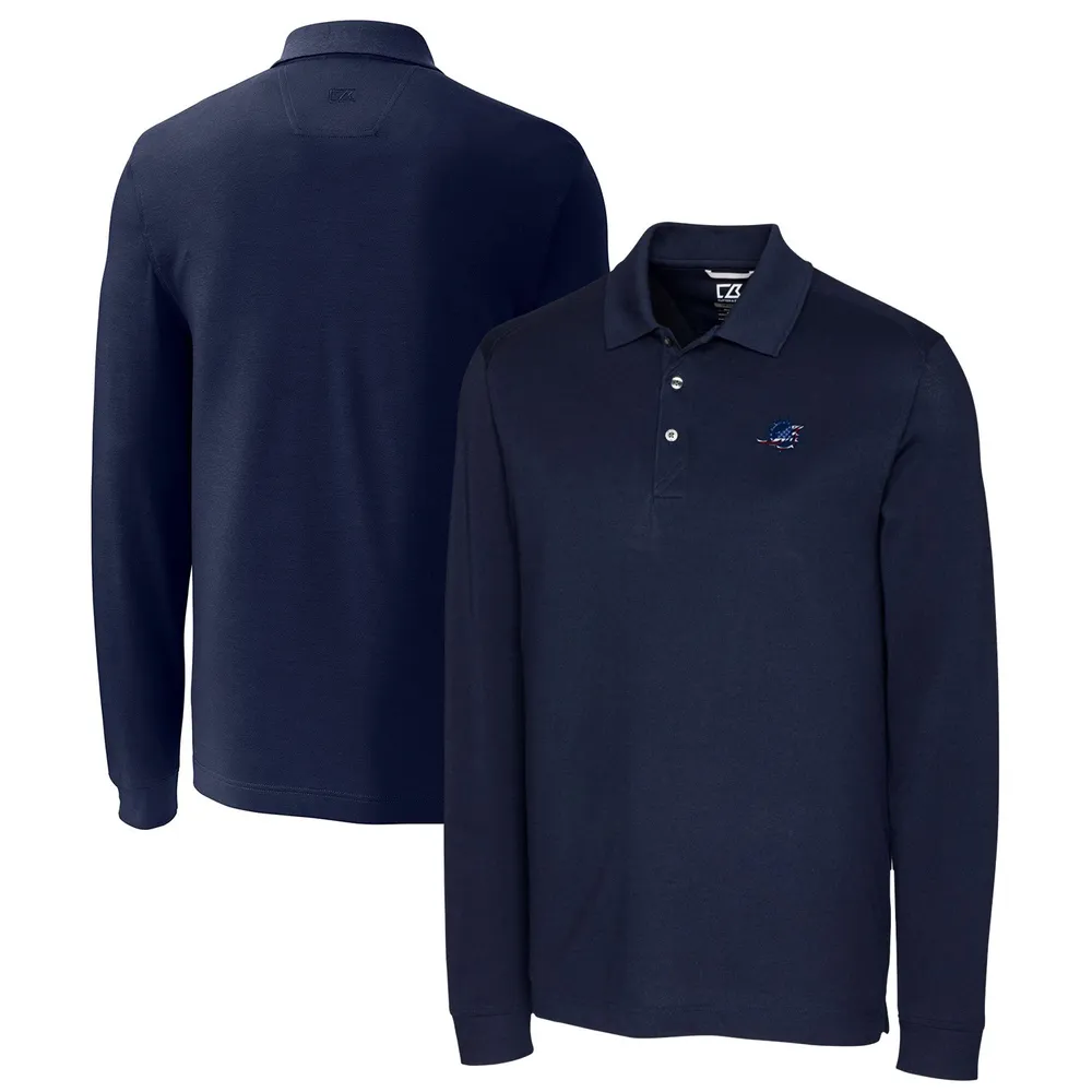 Lids Miami Dolphins Cutter & Buck Advantage Pique Long Sleeve Polo - Navy