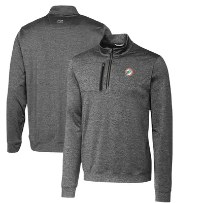 Miami Dolphins Cutter & Buck Stealth Heathered Throwback Logo Quarter-Zip Pullover Top