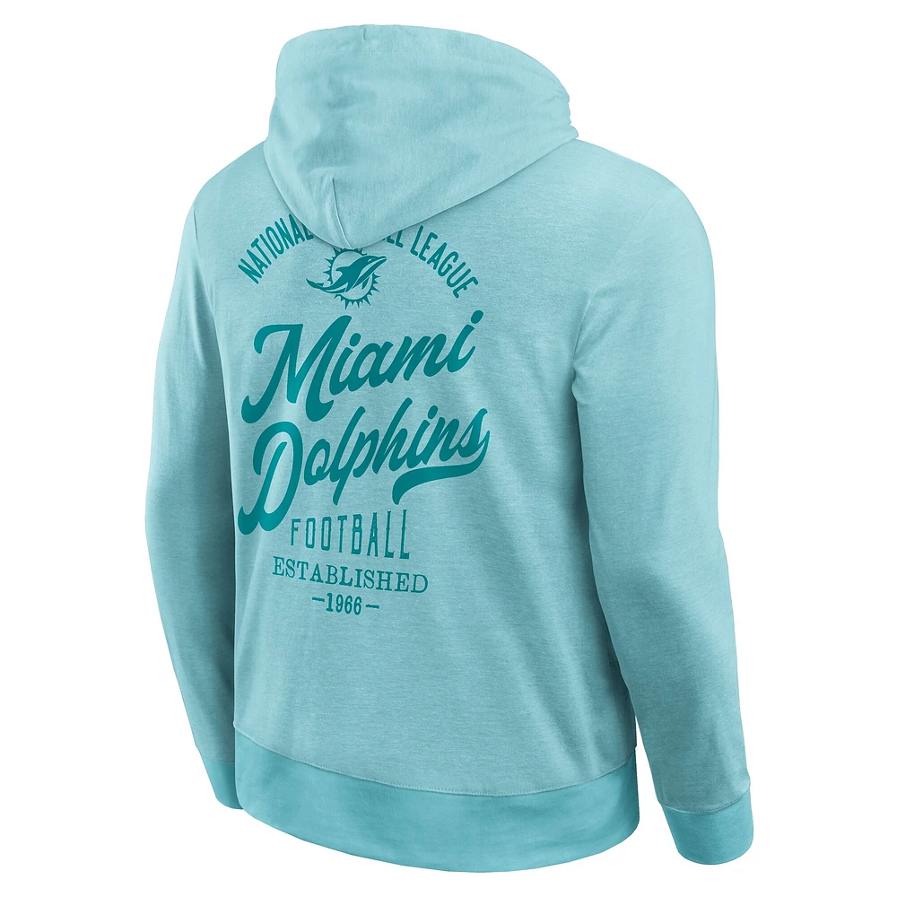 Sweat à capuche en tricot ton sur pour homme de la collection Darius Rucker Fanatics Aqua Miami Dolphins