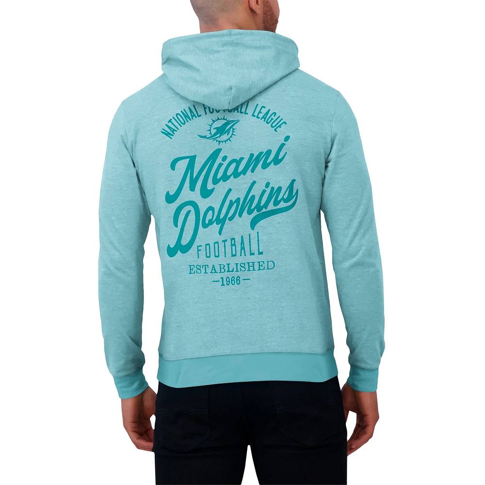 Sweat à capuche en tricot ton sur pour homme de la collection Darius Rucker Fanatics Aqua Miami Dolphins