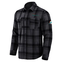 Men's Darius Rucker Collection by Fanatics Black Miami Dolphins Plaid Button-Up Shirt