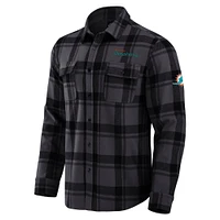 Chemise boutonnée noire à carreaux tri-blend des Miami Dolphins pour homme, collection Darius Rucker par Fanatics