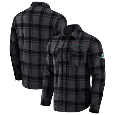 Chemise boutonnée noire à carreaux tri-blend des Miami Dolphins pour homme, collection Darius Rucker par Fanatics
