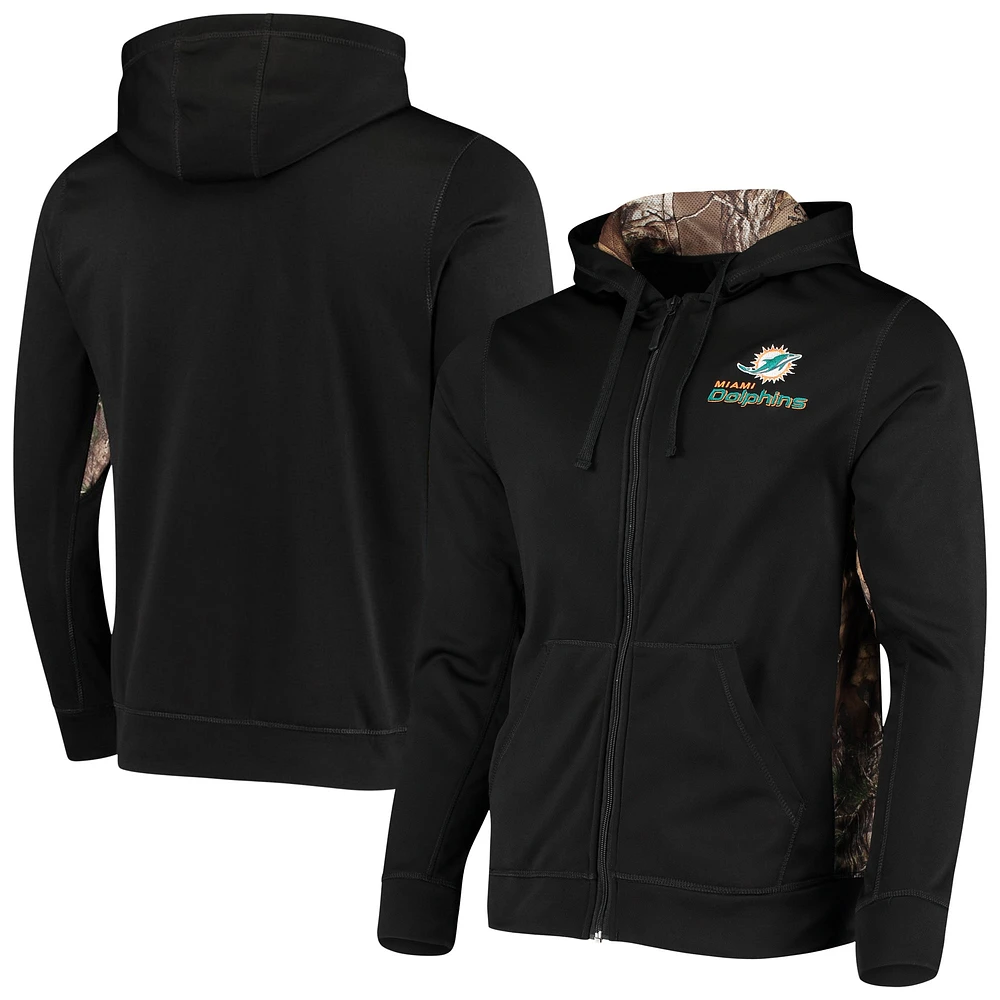 Sweat à capuche entièrement zippé en molleton technique Dunbrooke Camo Miami Dolphins Decoy pour hommes, noir/Realtree